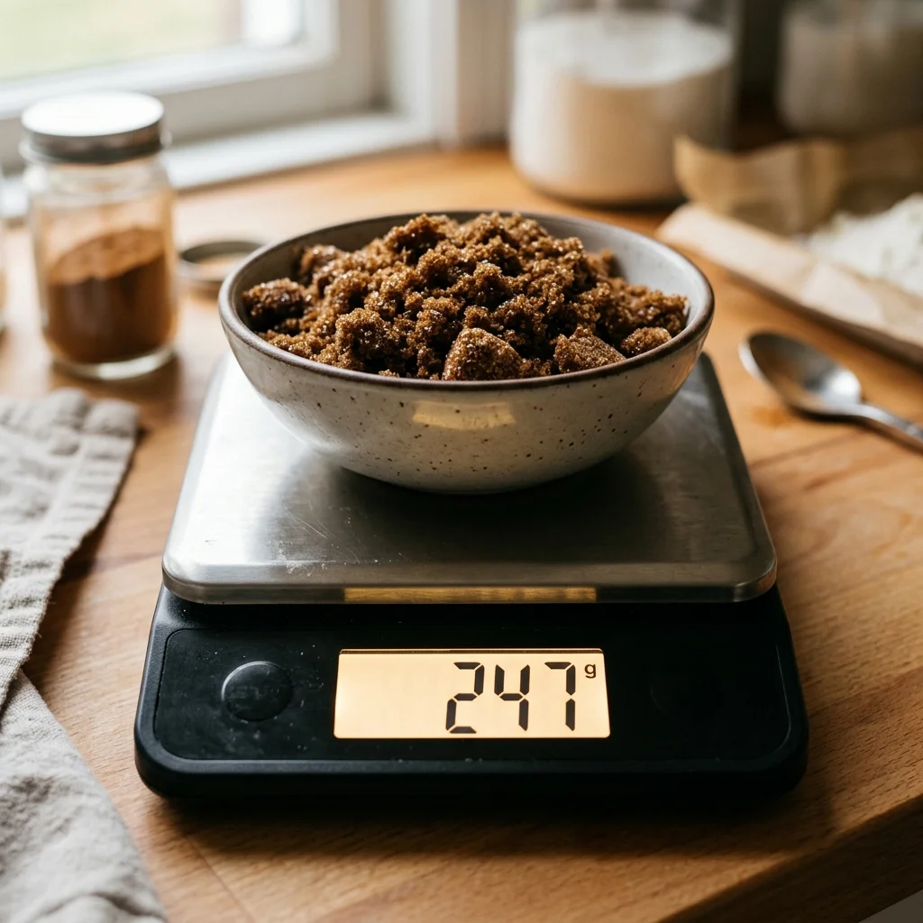 Baker pressing tare button on modern digital scale weighing flour in a stainless steel bowl